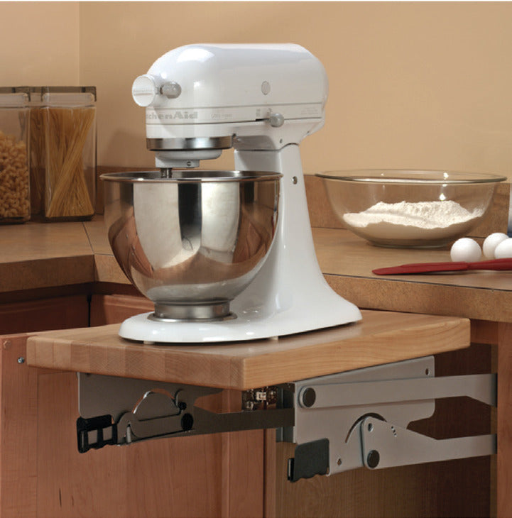 Wood Technology Kitchen Appliance Lift, White, with Self-Locking Spring  Mechanism for Heavy Appliance Storage and Space Savings