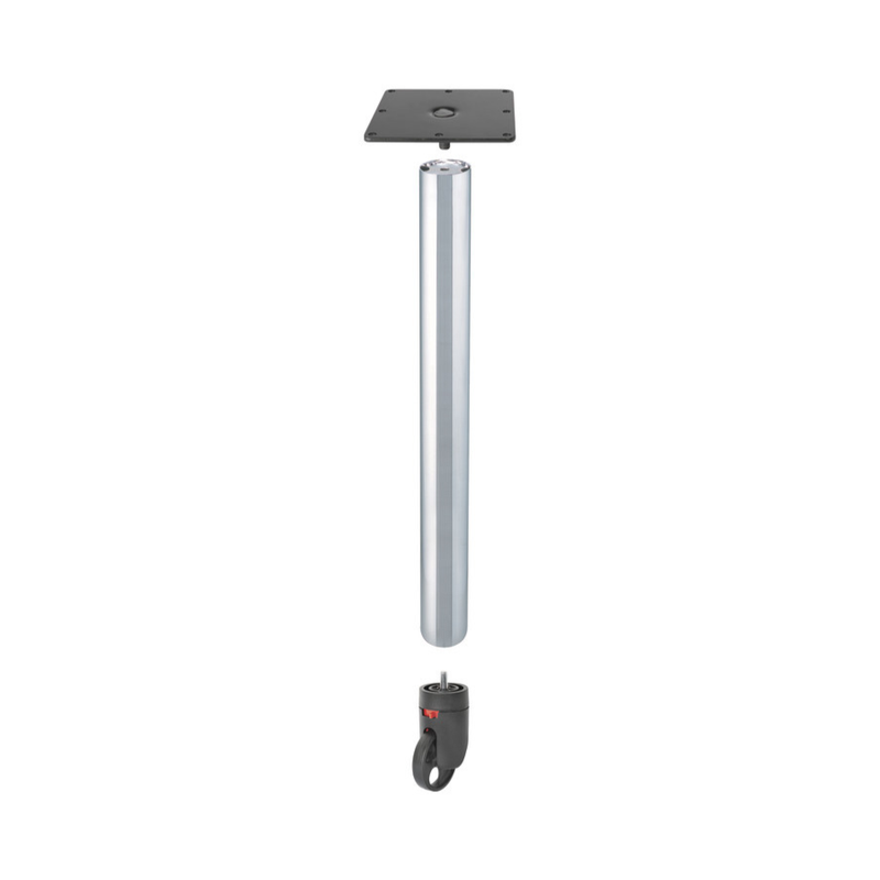 Hafele table leg with casters included, Satin nickel