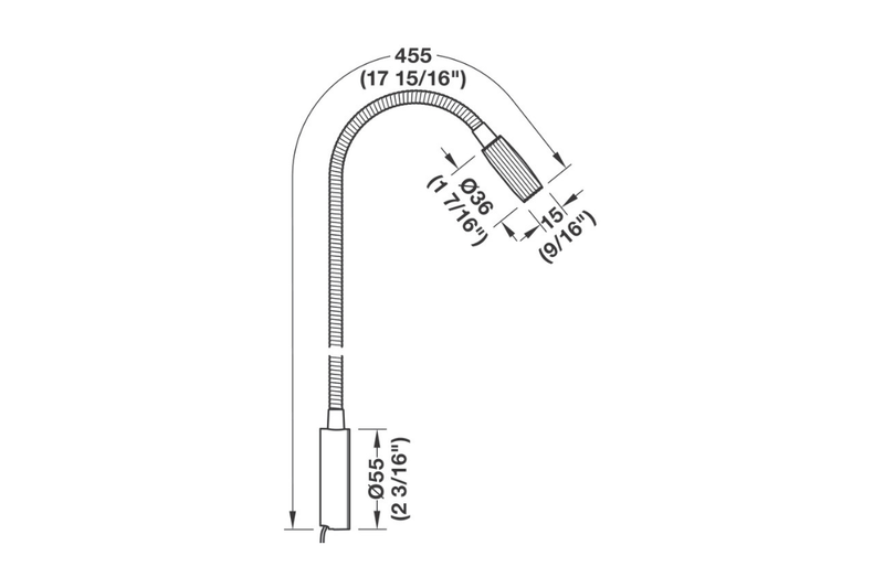 Hafele flexible reading light specs