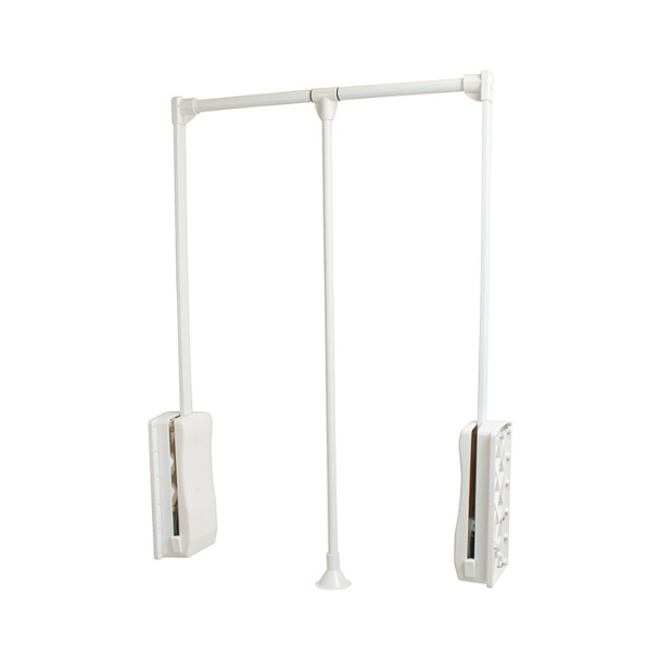Hafele white pull-down closet rod for bright closet systems