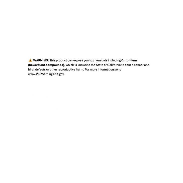 Prop 65 Warning – Chromium