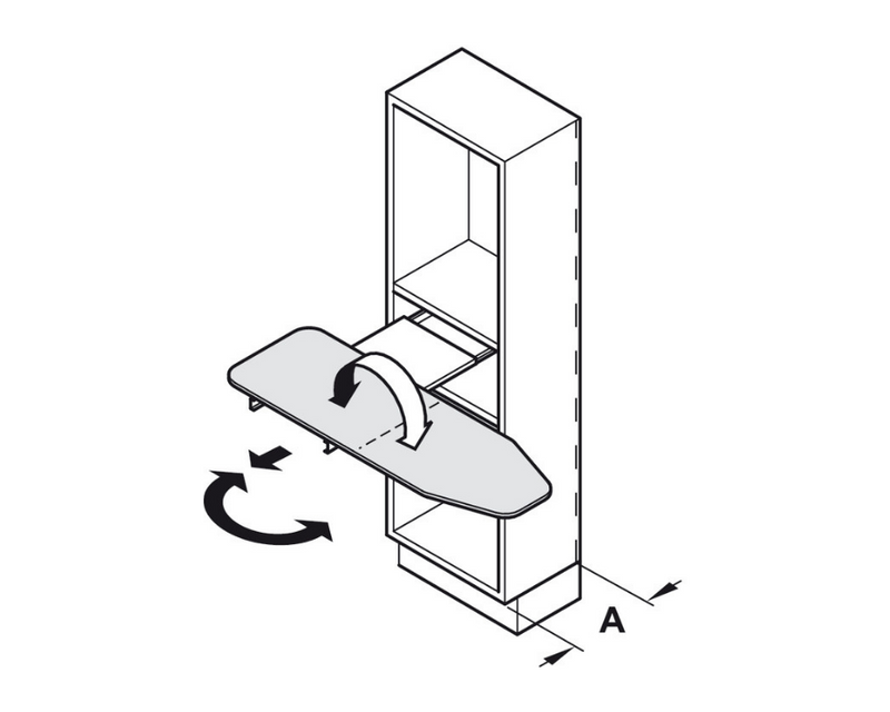 Hafele Ironing Board  Mounted to Shelf