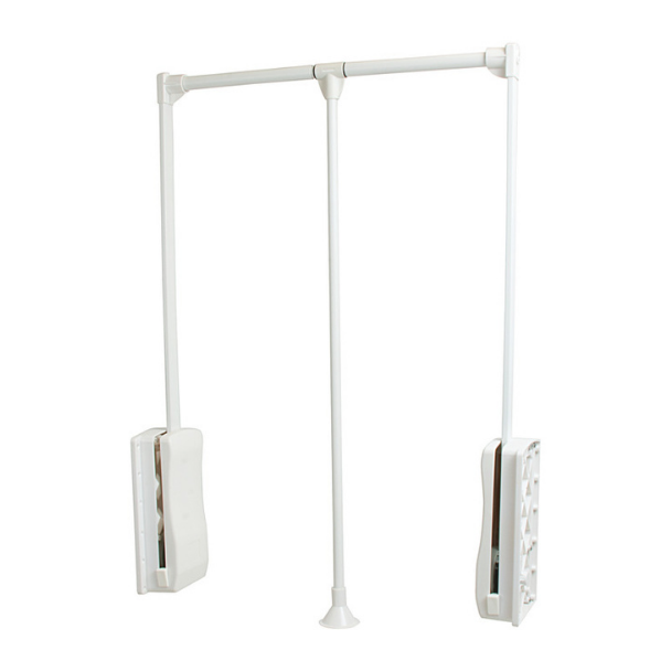 Hafele white closet rod pull down for high closet organization and accessibility