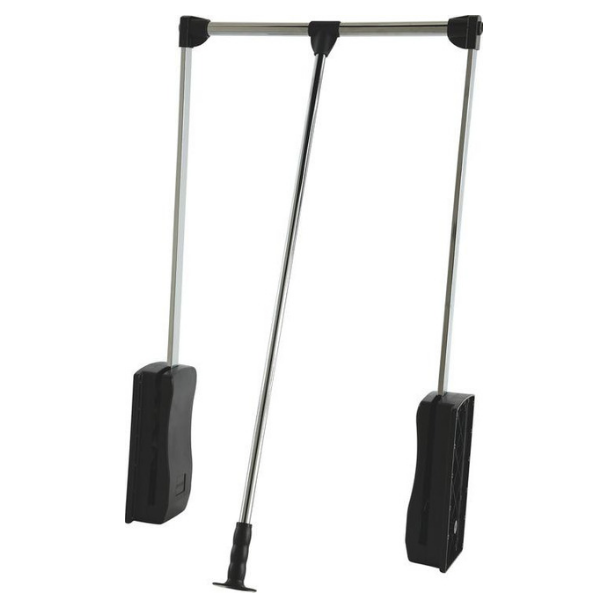 Hafele pull-down closet rod, chrome plated with 26 lb capacity for custom closet storage